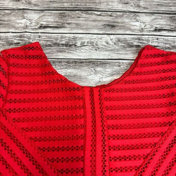 Ubranded Womens Cocktail Dress Bright Red S SM Small Lace Box Pleat Bubble Skirt - Picture 4 of 12